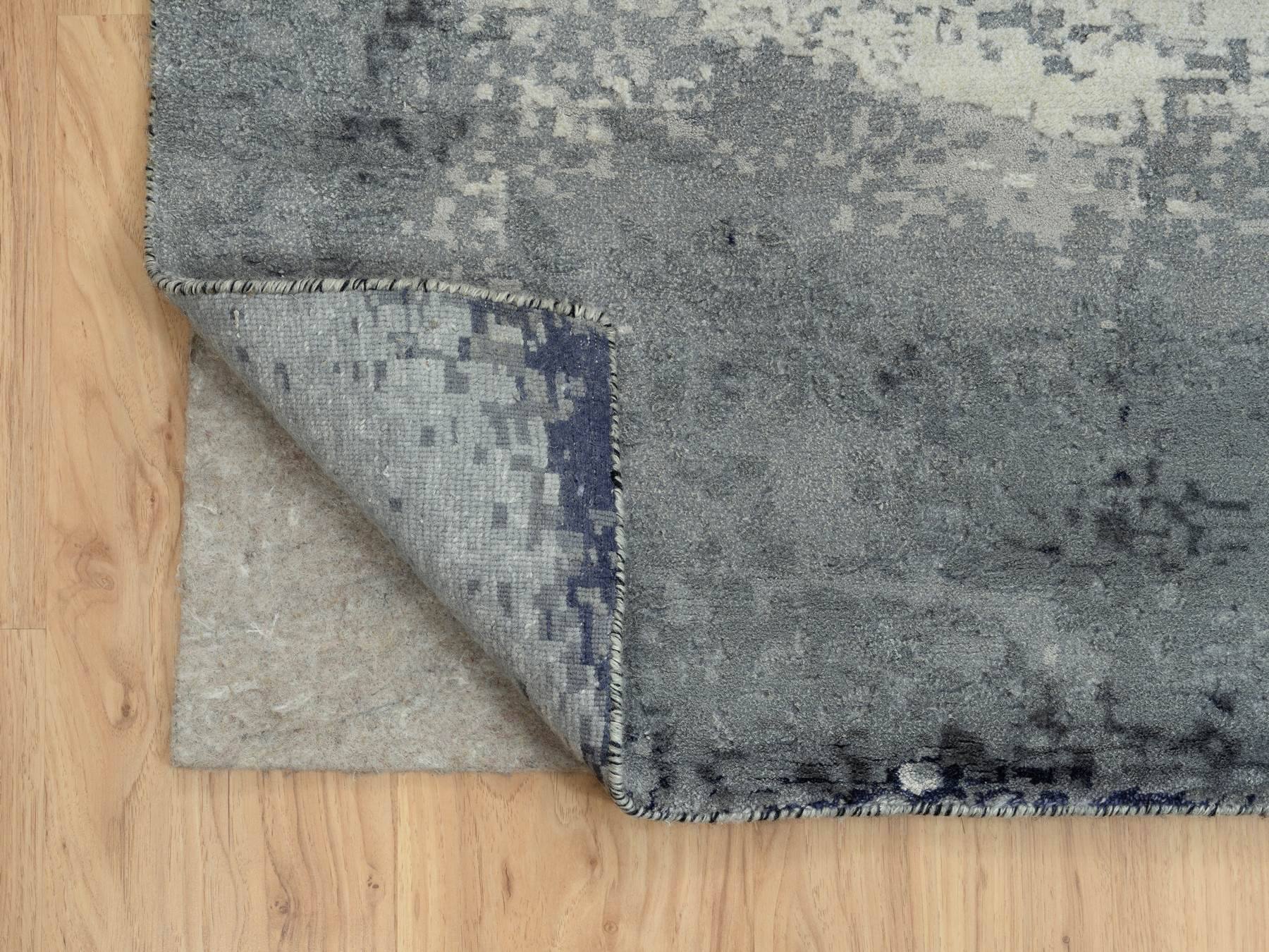 Modern / Contemporary hand-knotted wool/silk rug in Black, 10' x 10' — SKU O063808 (view 4)