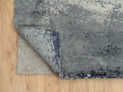 Modern / Contemporary hand-knotted wool/silk rug in Black, 10' x 10' — SKU O063808 (view 4)