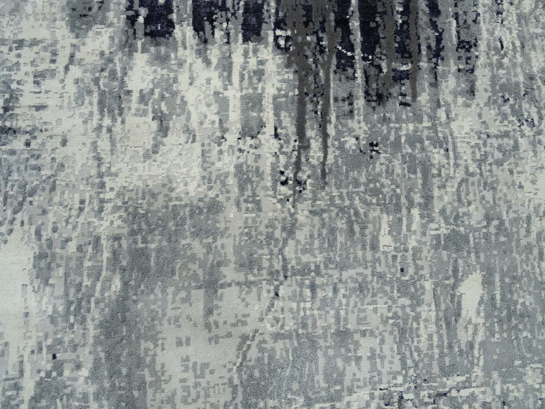 Modern / Contemporary hand-knotted wool/silk rug in Black, 10' x 10' — SKU O063808 (view 8)