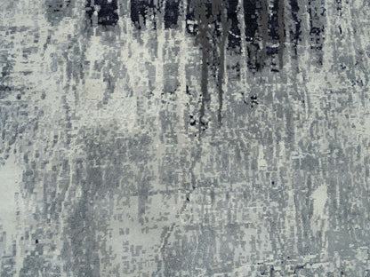 Modern / Contemporary hand-knotted wool/silk rug in Black, 10' x 10' — SKU O063808 (view 8)