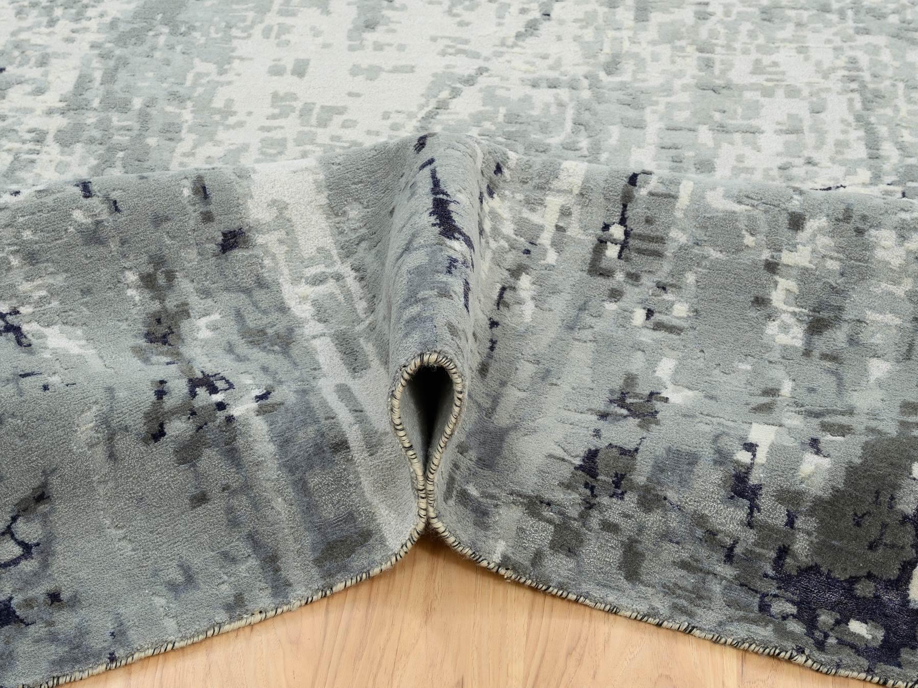 Modern / Contemporary hand-knotted wool/silk rug in Black, 12'1" x 15' — SKU O063809 (view 5)