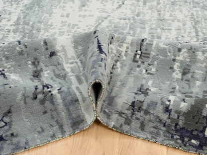 Modern / Contemporary hand-knotted wool/silk rug in Black, 12'1" x 15' — SKU O063809 (view 5)