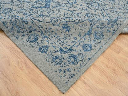 Transitional hand-knotted wool/silk rug in Blue, 11'10" x 18' — SKU O063823 (view 6)