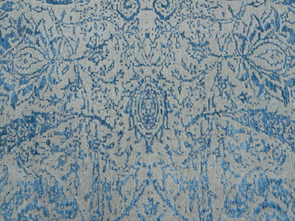 Transitional hand-knotted wool/silk rug in Blue, 11'10" x 18' — SKU O063823 (view 8)