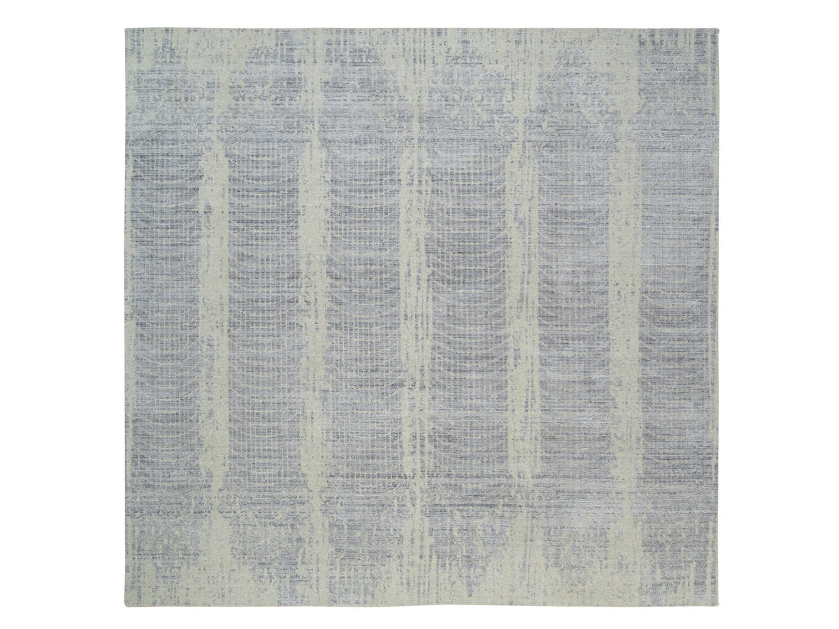 Modern / Contemporary hand-knotted wool/silk rug in Gray, 10' x 10'2" — SKU O063824