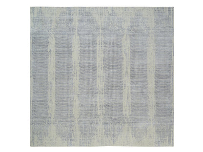Grey 10'2" x 10'0" Modern / Contemporary Handloom Wool/Silk Rug - Sku: O063824