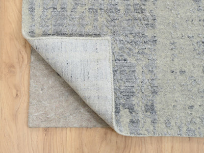Grey 10'2" x 10'0" Modern / Contemporary Handloom Wool/Silk Rug - Sku: O063824