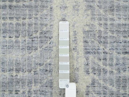 Grey 10'2" x 10'0" Modern / Contemporary Handloom Wool/Silk Rug - Sku: O063824
