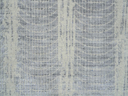 Grey 10'2" x 10'0" Modern / Contemporary Handloom Wool/Silk Rug - Sku: O063824