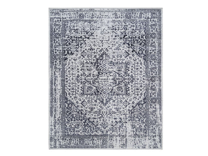 Heriz Heriz hand-knotted wool/silk rug in Black & Ivory, 8'10" x 11'10" — SKU O063827