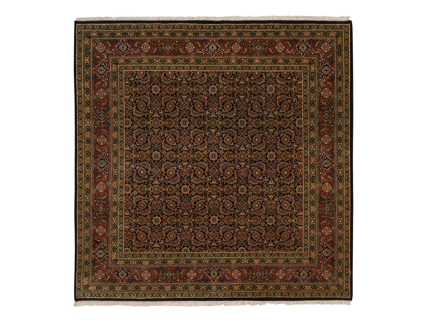 Herati Fine Oriental hand-knotted wool rug in Black & Red, 5'8" x 5'9" — SKU O063843