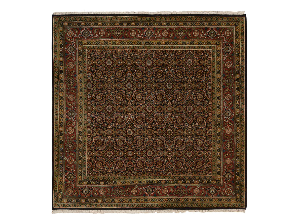 Herati Fine Oriental hand-knotted wool rug in Black & Red, 5'8" x 5'9" — SKU O063843