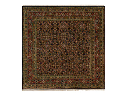 Herati Fine Oriental hand-knotted wool rug in Black & Red, 5'8" x 5'9" — SKU O063843