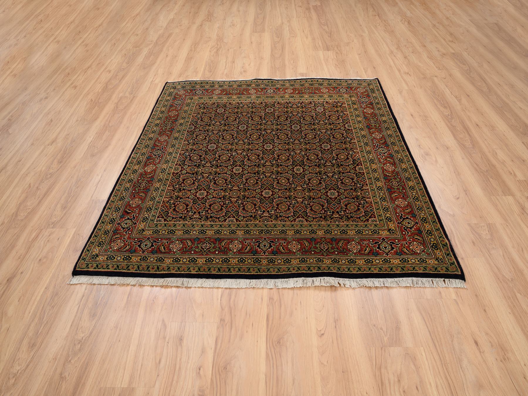 Herati Fine Oriental hand-knotted wool rug in Black & Red, 5'8" x 5'9" — SKU O063843 (view 2)