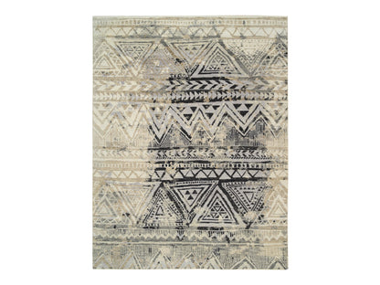 Black 9'1" x 12'0" Modern and Contemporary Hand knotted Wool Rug - Sku: O063875