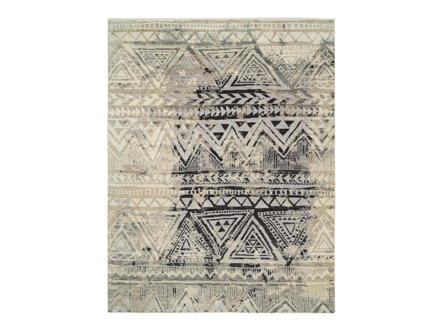 Modern / Contemporary hand-knotted wool rug in Black, 9'1" x 12' — SKU O063875