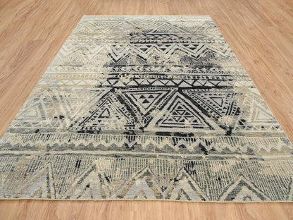 Black 9'1" x 12'0" Modern and Contemporary Hand knotted Wool Rug - Sku: O063875