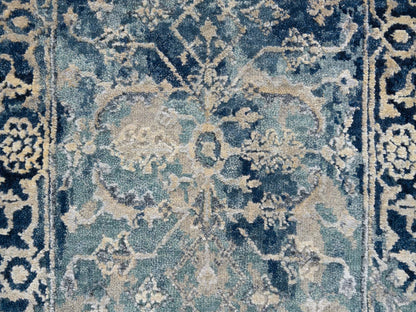 Heriz Transitional hand-knotted wool/silk rug in Blue & Navy Blue, 2' x 3'1" — SKU O063890 (view 5)