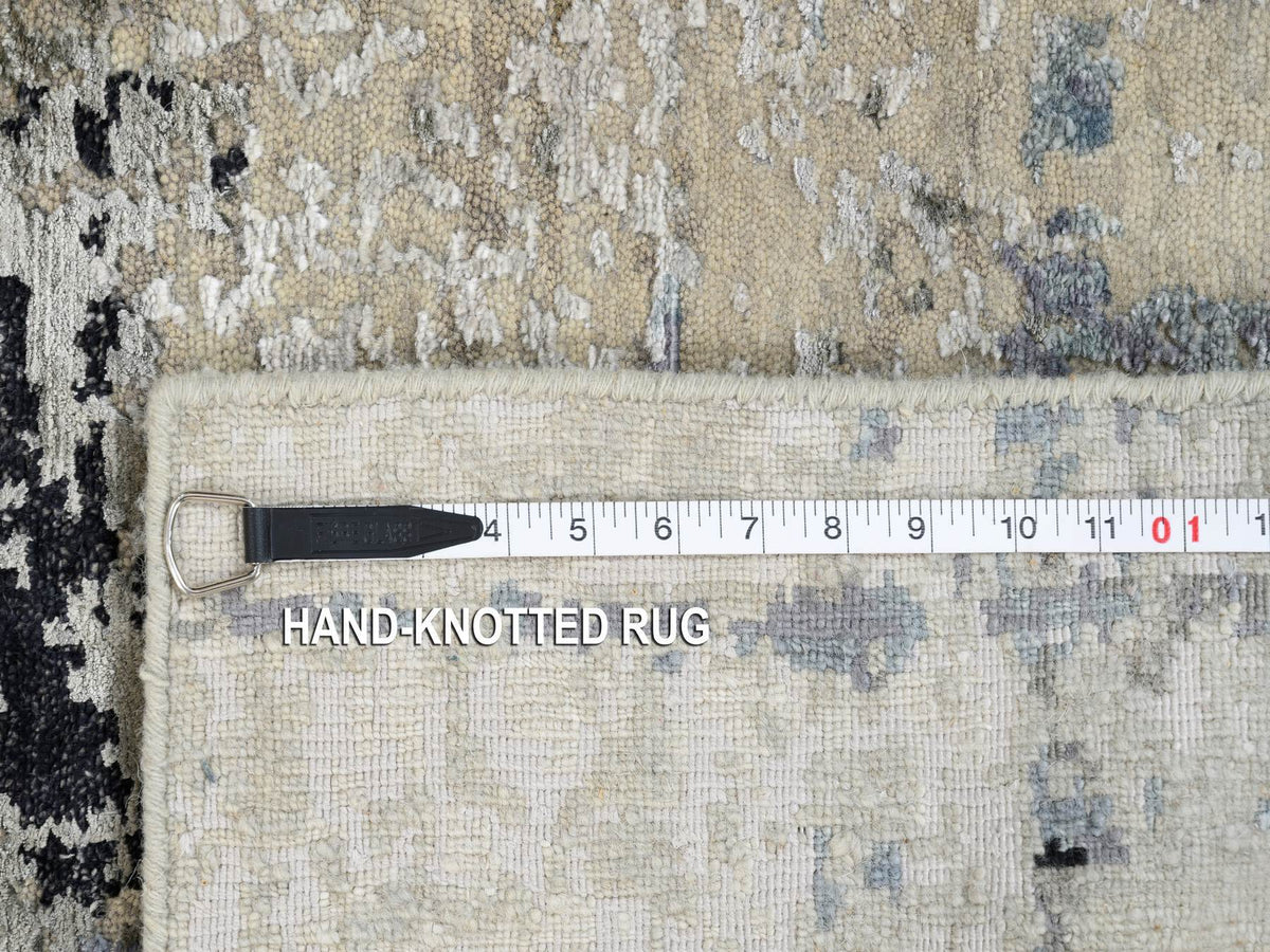 Modern / Contemporary hand-knotted wool/silk rug in Beige, 2' x 2'10" — SKU O063891 (view 8)