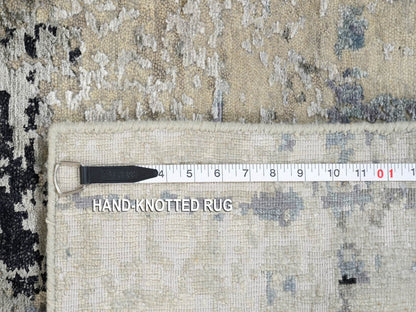 Modern / Contemporary hand-knotted wool/silk rug in Beige, 2' x 2'10" — SKU O063891 (view 8)