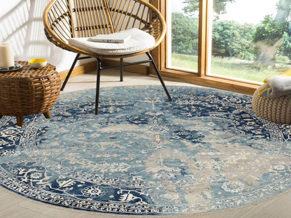 Heriz Transitional hand-knotted wool/silk rug in Blue & Navy Blue, 11'10" x 11'10" — SKU O063893 (view 2)