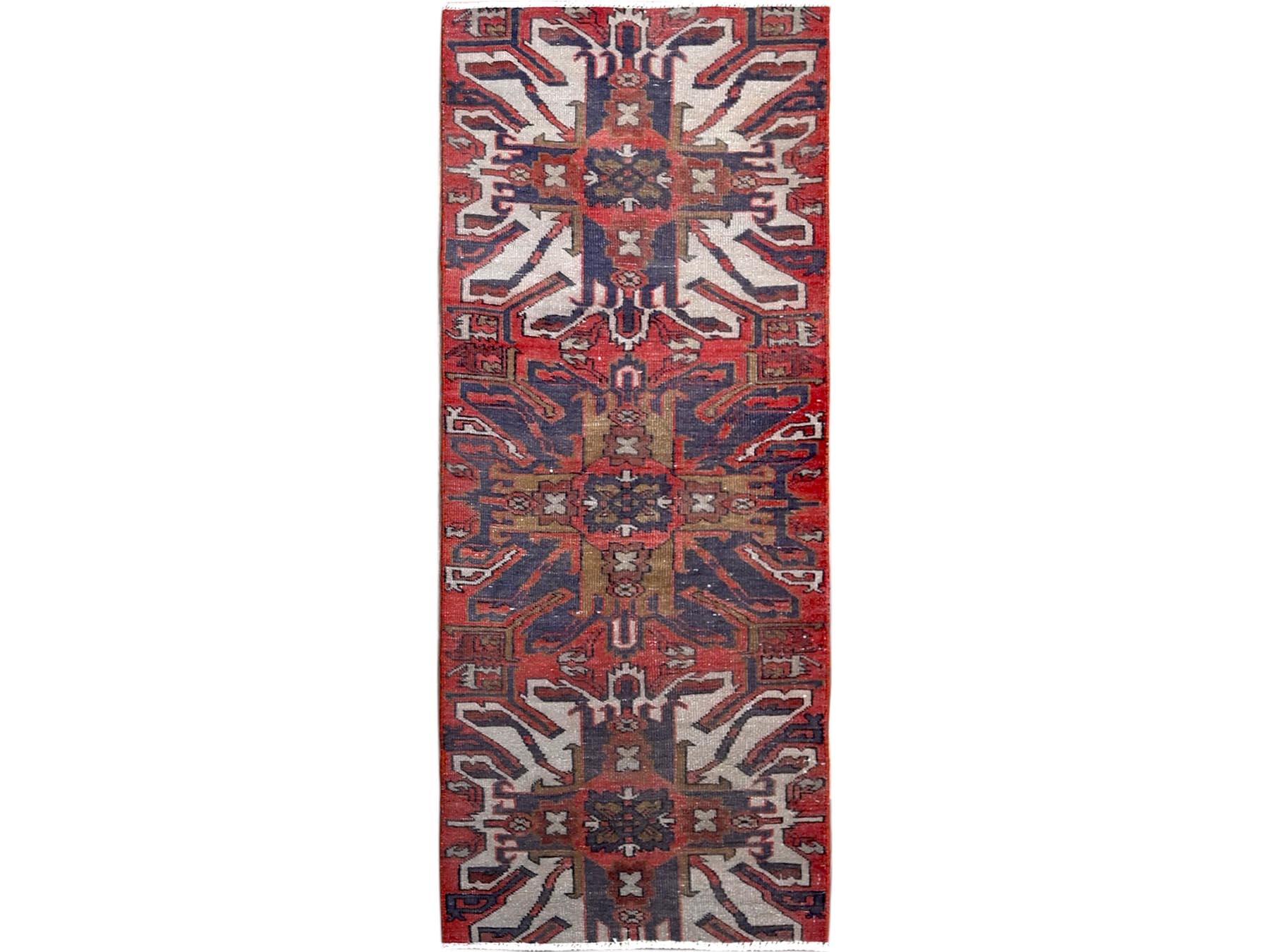 Heriz Vintage hand-knotted wool runner in Red, 2'1" x 5'4" — SKU O0638