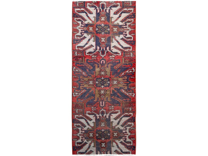 Heriz Vintage hand-knotted wool runner in Red, 2'1" x 5'4" — SKU O0638