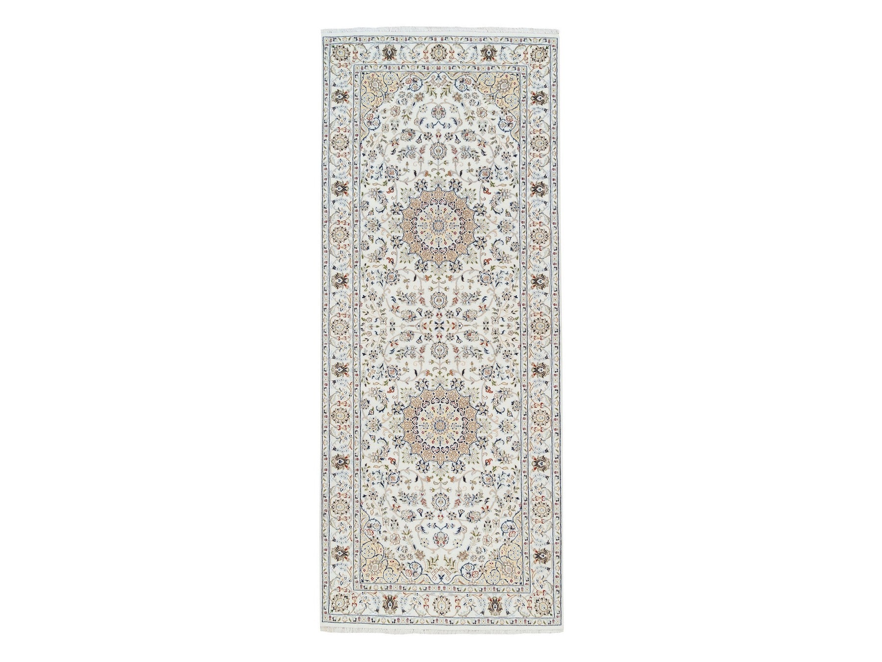 Ivory 4'2" x 10'1" Traditional Hand knotted Wool Rug - Sku: O063964