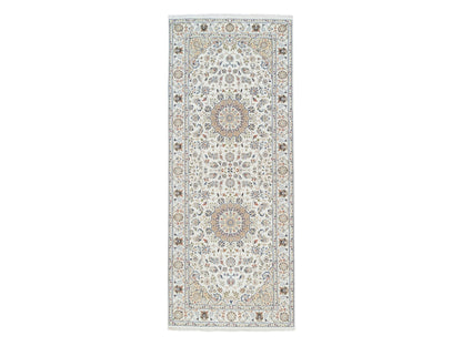 Ivory 4'2" x 10'1" Fine Oriental Hand knotted Wool Rug - Sku: O063964