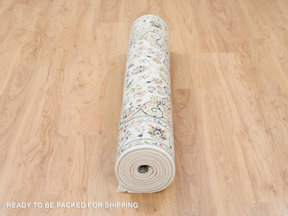 Ivory 4'2" x 10'1" Fine Oriental Hand knotted Wool Rug - Sku: O063964