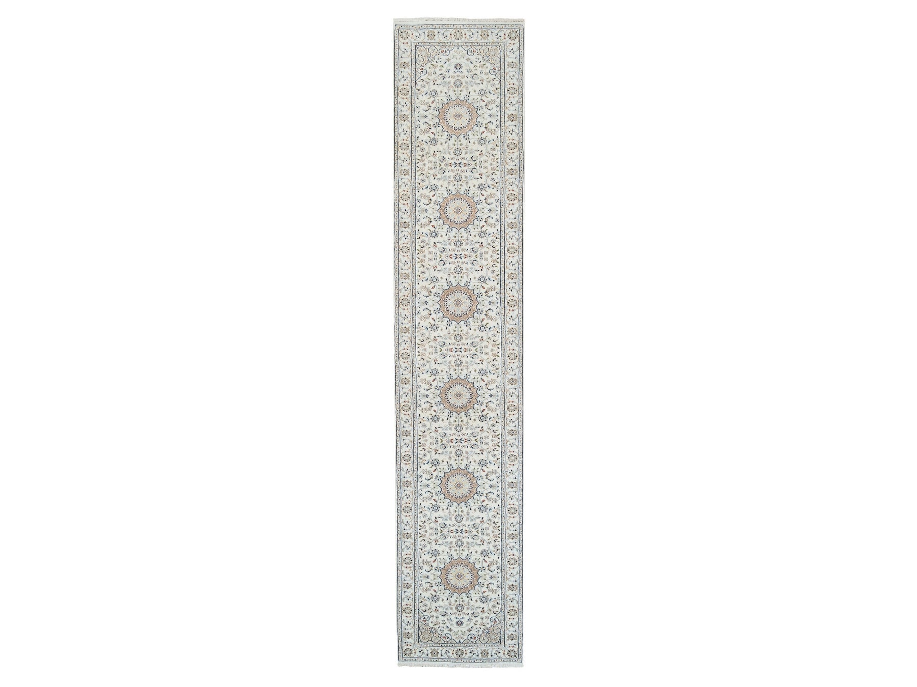 Nain Fine Oriental hand-knotted wool runner in Ivory, 2'8" x 13'3" — SKU O063975