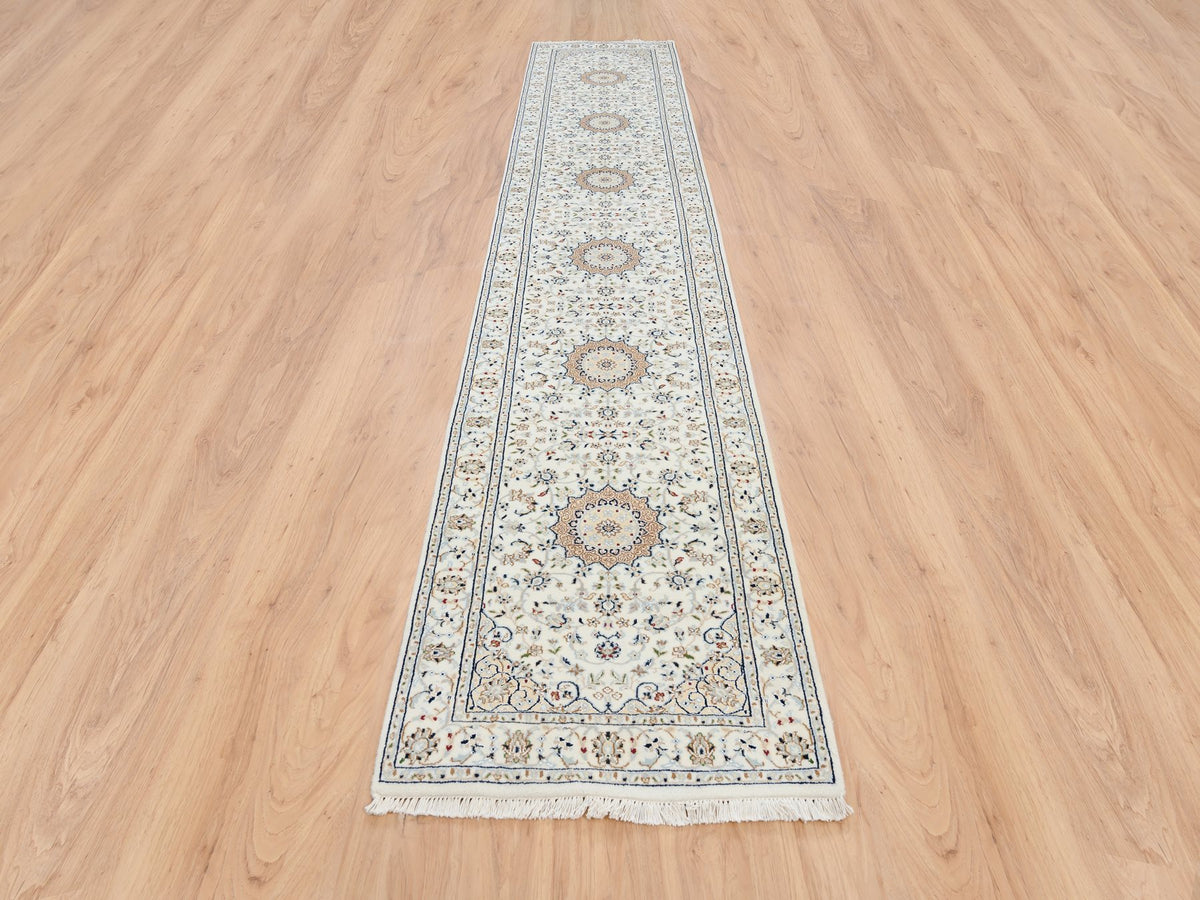 Nain Fine Oriental hand-knotted wool runner in Ivory, 2'8" x 13'3" — SKU O063975 (view 2)