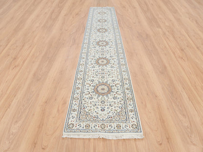 Nain Fine Oriental hand-knotted wool runner in Ivory, 2'8" x 13'3" — SKU O063975 (view 2)