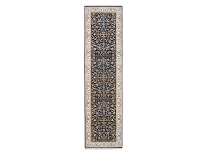 Nain Fine Oriental hand-knotted wool runner in Blue & Ivory, 2'8" x 10' — SKU O063986
