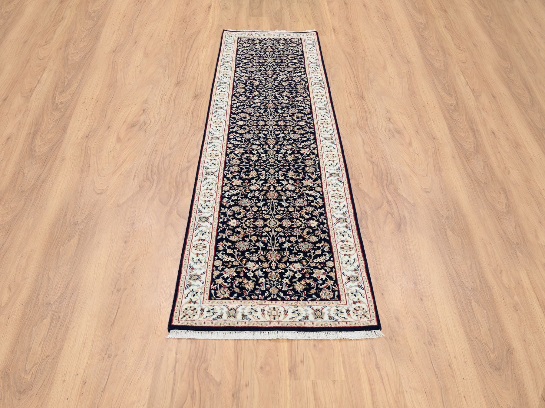 Nain Fine Oriental hand-knotted wool runner in Blue & Ivory, 2'8" x 10' — SKU O063986 (view 2)