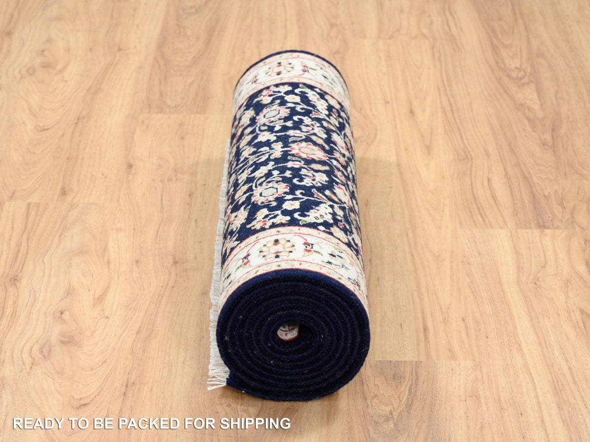 Nain Fine Oriental hand-knotted wool runner in Blue & Ivory, 2'8" x 10' — SKU O063986 (view 6)
