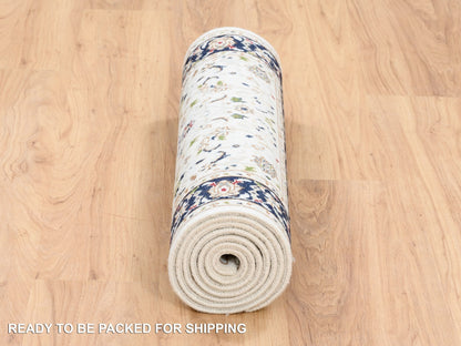 Ivory 2'7" x 8'3" Fine Oriental Hand knotted Wool Rug - Sku: O063987