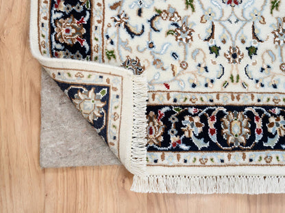 Nain Fine Oriental hand-knotted wool runner in Ivory & Navy Blue, 2'8" x 8'3" — SKU O063989 (view 3)