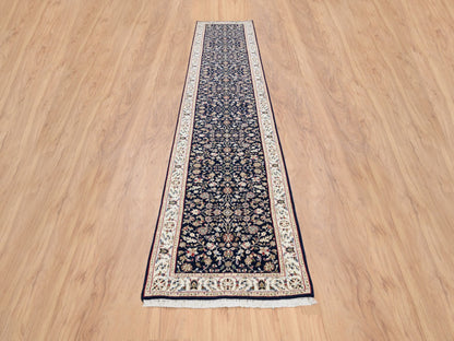 Nain Fine Oriental hand-knotted wool runner in Blue & Ivory, 2'9" x 14' — SKU O063999 (view 2)