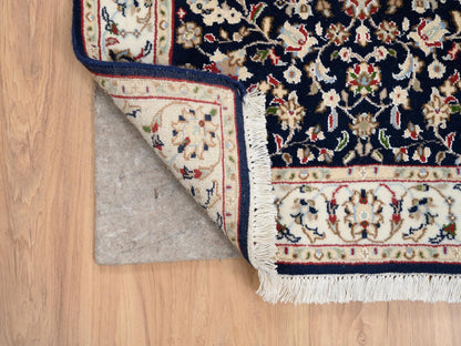 Nain Fine Oriental hand-knotted wool runner in Blue & Ivory, 2'9" x 14' — SKU O063999 (view 3)