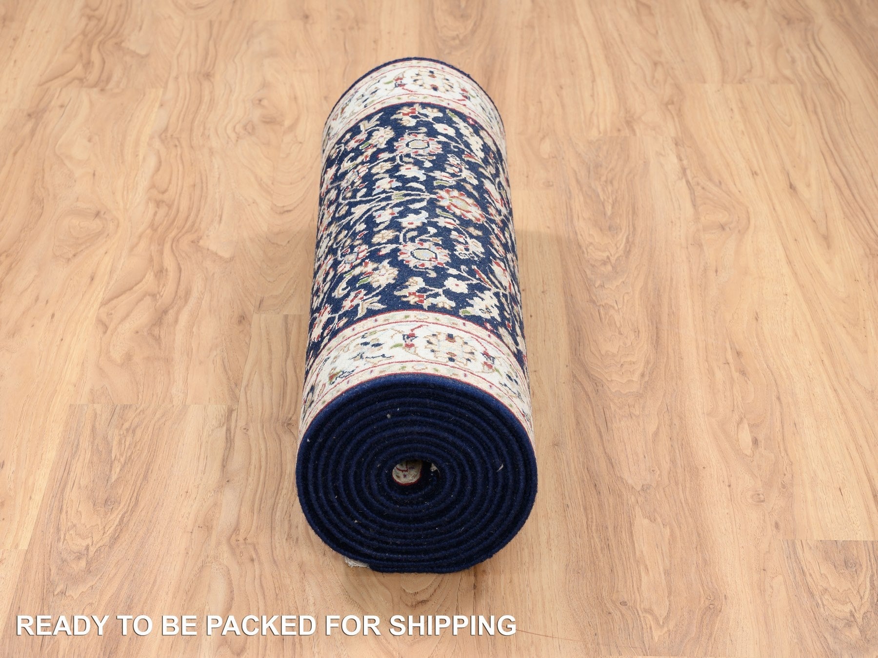 Nain Fine Oriental hand-knotted wool runner in Blue & Ivory, 2'9" x 14' — SKU O063999 (view 6)