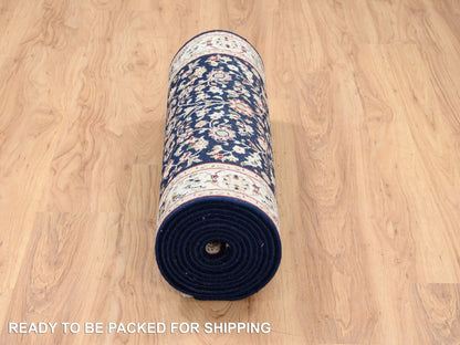 Nain Fine Oriental hand-knotted wool runner in Blue & Ivory, 2'9" x 14' — SKU O063999 (view 6)