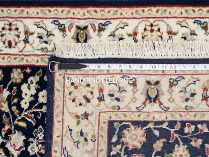 Nain Fine Oriental hand-knotted wool runner in Blue & Ivory, 2'9" x 14' — SKU O063999 (view 8)