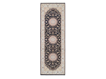 Nain Fine Oriental hand-knotted wool runner in Blue & Ivory, 4' x 12' — SKU O064000
