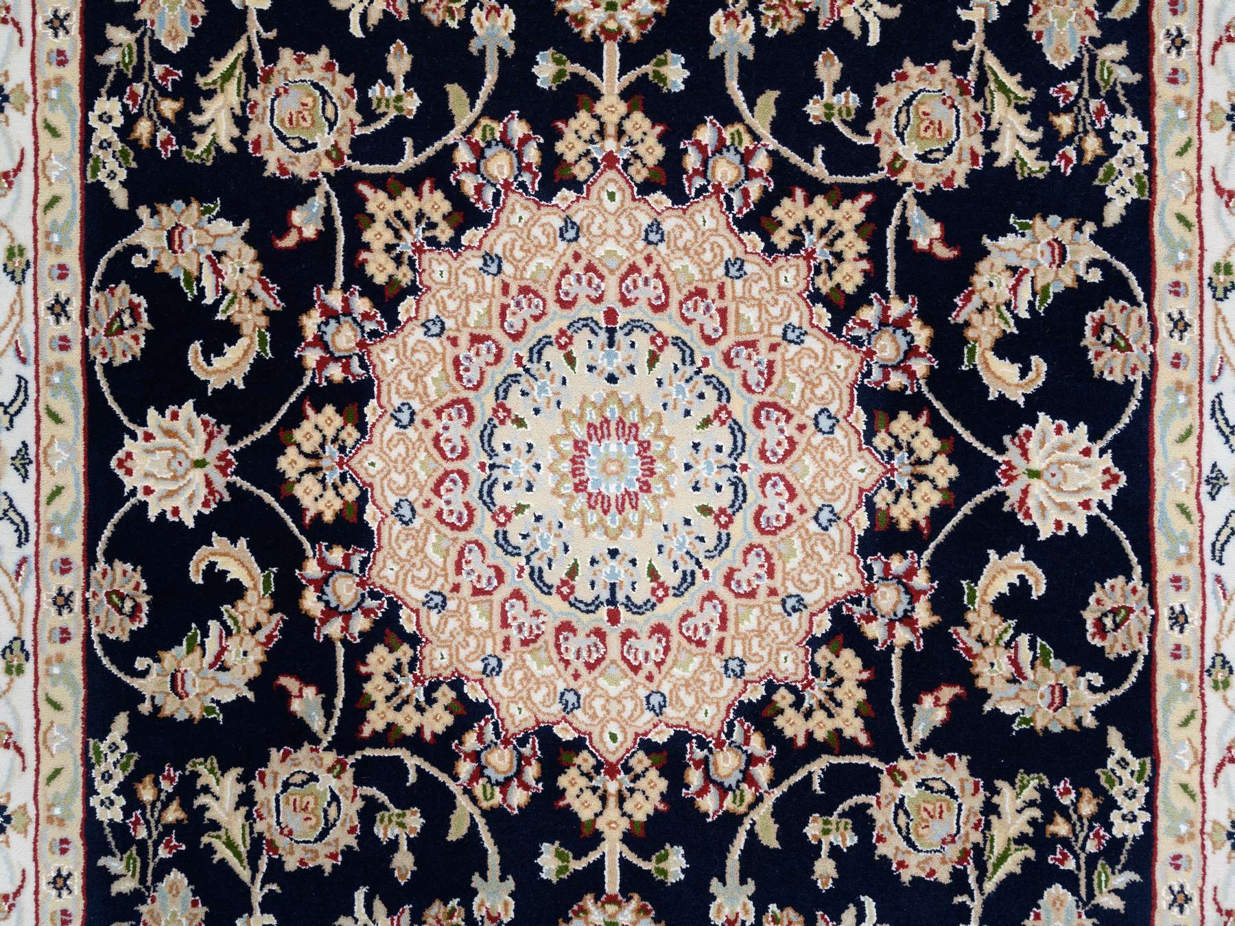 Nain Fine Oriental hand-knotted wool runner in Blue & Ivory, 4' x 12' — SKU O064000 (view 5)