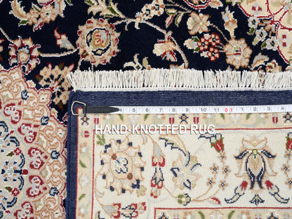 Nain Fine Oriental hand-knotted wool runner in Blue & Ivory, 4' x 12' — SKU O064000 (view 8)