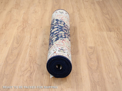 Nain Fine Oriental hand-knotted wool runner in Blue & Ivory, 4'2" x 10'4" — SKU O064007 (view 6)