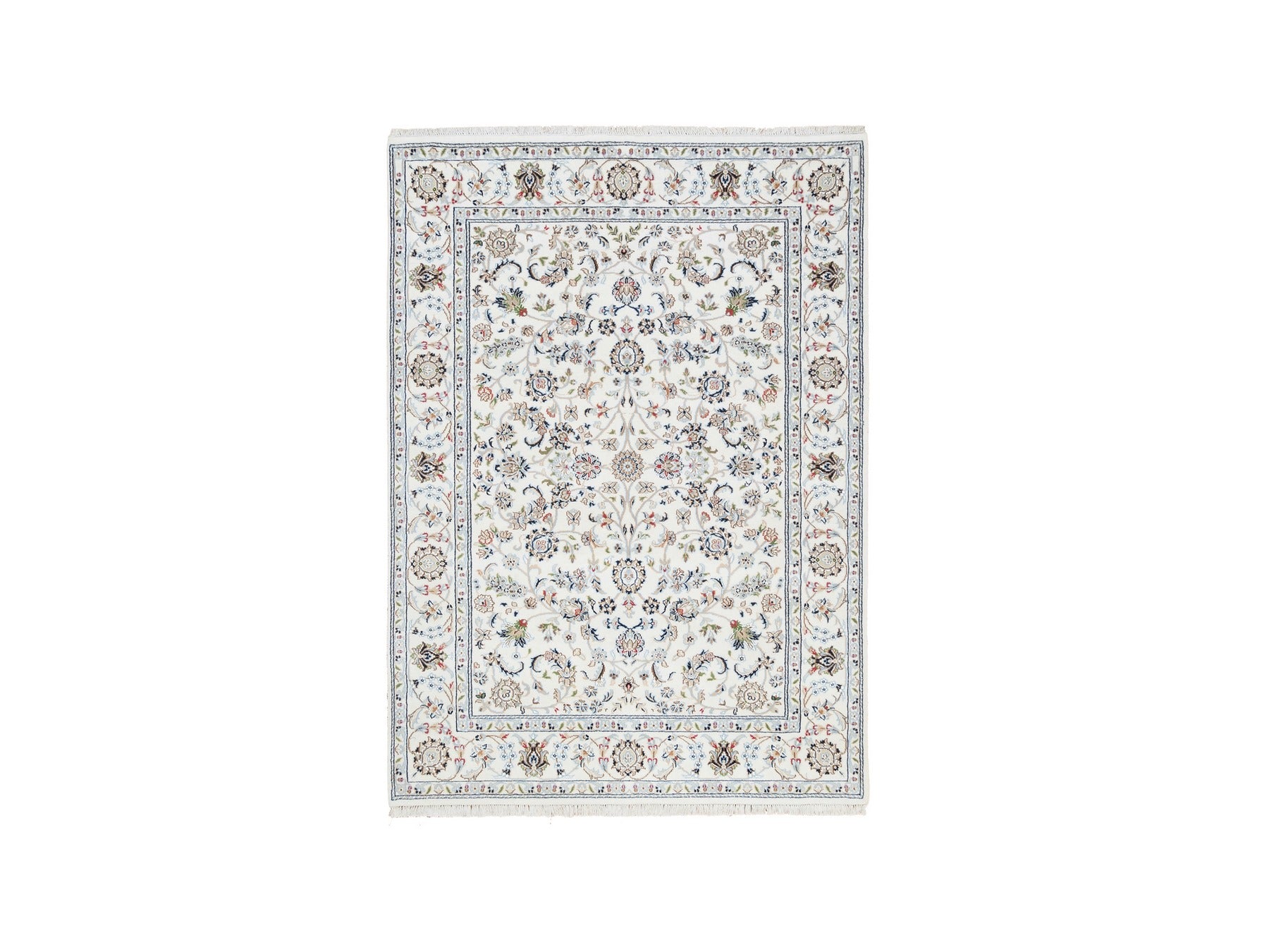 Nain Fine Oriental hand-knotted wool rug in Ivory, 4'10" x 6'8" — SKU O064030