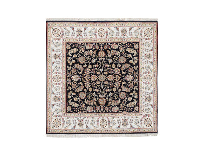 Nain Fine Oriental hand-knotted wool rug in Blue & Ivory, 5' x 5' — SKU O064043