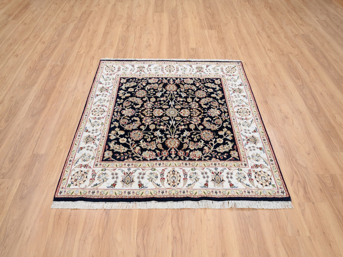 Nain Fine Oriental hand-knotted wool rug in Blue & Ivory, 5' x 5' — SKU O064043 (view 2)